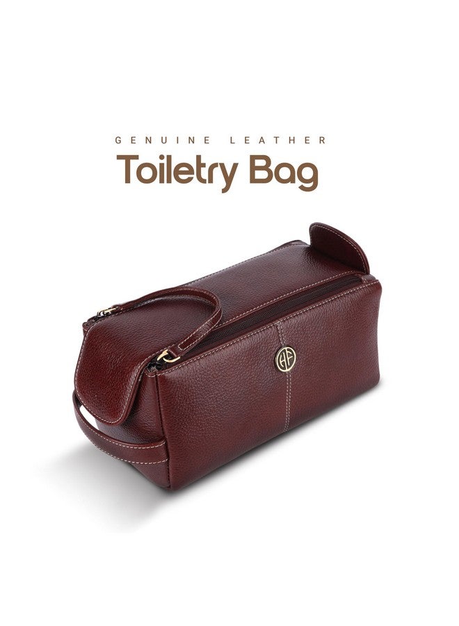 Hammonds Flycatcher Genuine Leather Toiletry Bag for Men and Women - Travel Organizer Pouch, Shaving Kit Bag for Men, Cosmetic Organizer Bag, Toiletry Pouch for Men with Multiple Pockets - Brown - Image 2