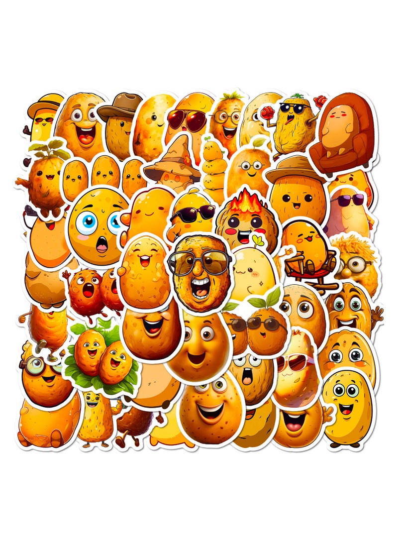 قوس قزح أورينبو 50 قطعة من ملصقات البطاطس المضحكة، ملصقات فينيل مقاومة للماء، لزجاجة المياه، والكمبيوتر المحمول، والأمتعة، ولوح التزلج، ومستلزمات حفلات أعياد الميلاد المضحكة - Image 1