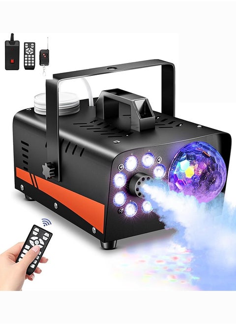 Smoke Machine, Fog Machine with Disco Ball Lights, 600W and 3000CFM with 13 Colorful LED Lights Effect, Wireless Remote Control, Perfect for Parties, Wedding, Halloween, and DJ Stage, Indoor