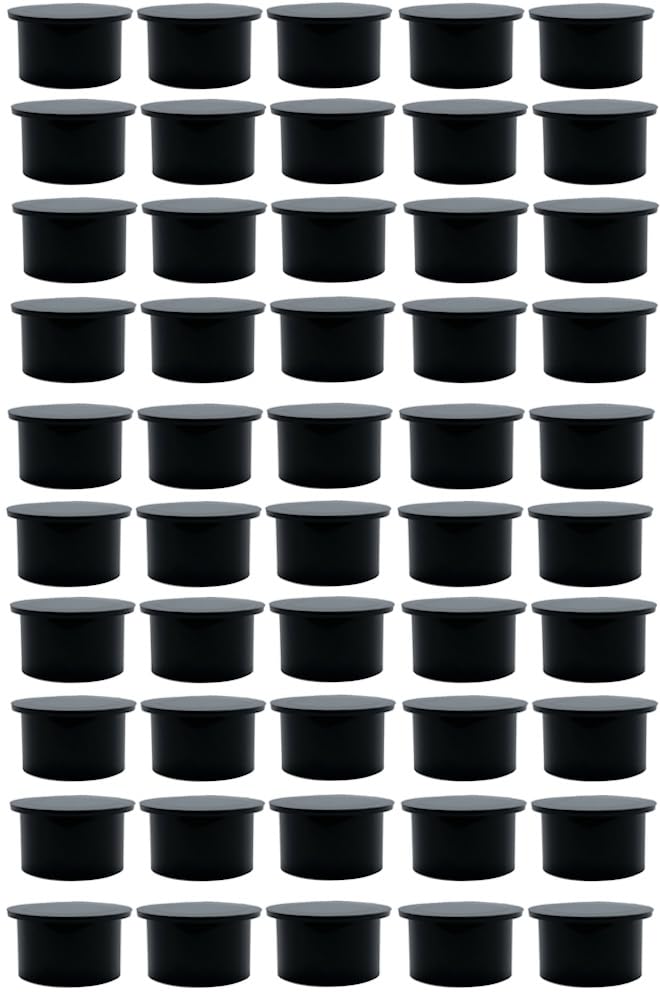 Poolzilla 50 Pack Black Pool Safety Fence Hole Cover | 1" Diameter That Fits Into a 1" Sleeve | Deck and Patio Safety Ground Caps - Image 1