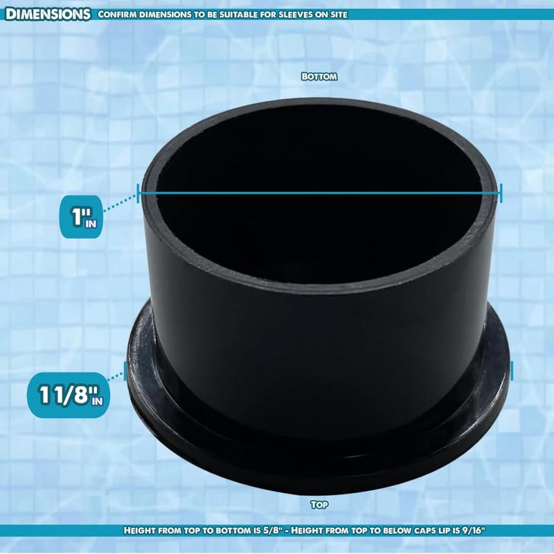 Poolzilla 50 Pack Black Pool Safety Fence Hole Cover | 1" Diameter That Fits Into a 1" Sleeve | Deck and Patio Safety Ground Caps - Image 2