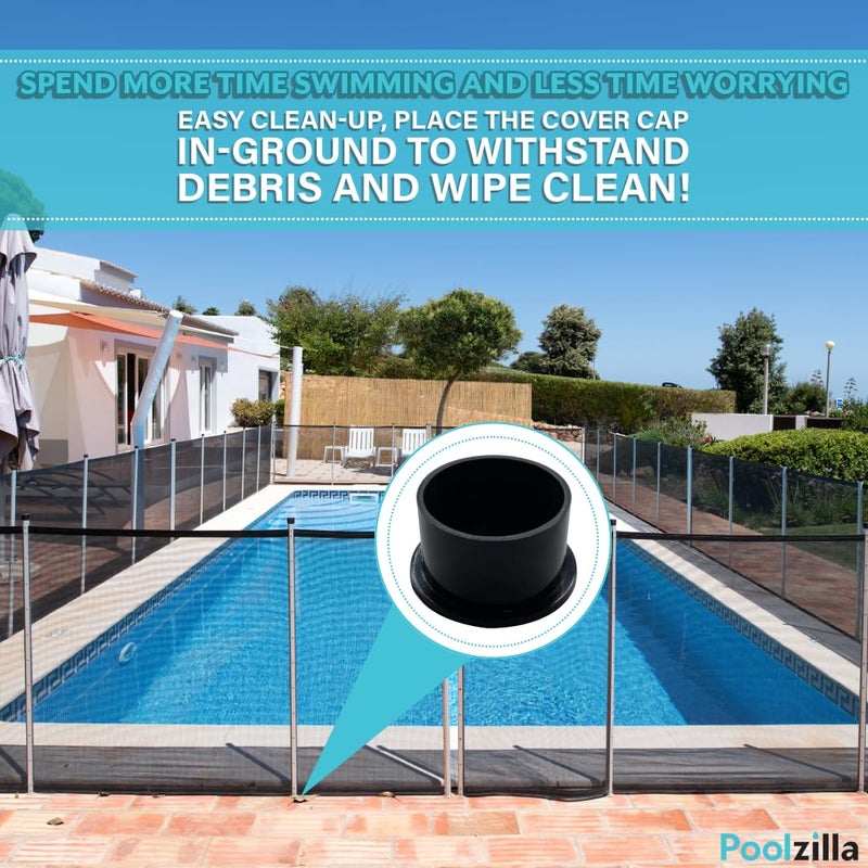 Poolzilla 50 Pack Black Pool Safety Fence Hole Cover | 1" Diameter That Fits Into a 1" Sleeve | Deck and Patio Safety Ground Caps - Image 3