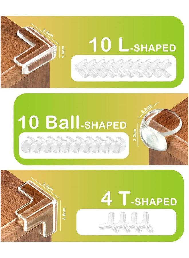 24 PCS Edge Corner Protectors, 3 Shapes Safety Edge and Corner Guards, Thick Silicone Furniture Corner Protector with Strong Adhesive Tape, Baby Proofing Corners for Furnitures Cupboard - Image 5