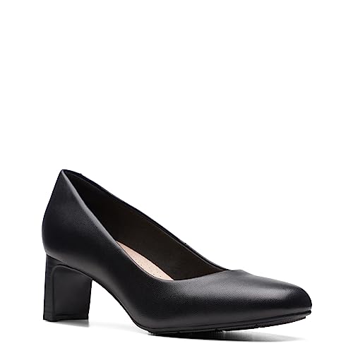 Clarks Black's Kyndall Iris Pump, Black Leather, 7.5 Medium US - Image 1