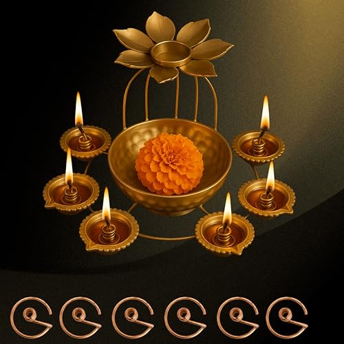 Daedal Crafters Wick Holder Spring for Deepam (Set of 6) Metal Niranjan Kadi, Diya Batti Stand for Pooja, Varamahalakshmi, Navarathri, Gowri Ganesha & Festival Use - Image 2