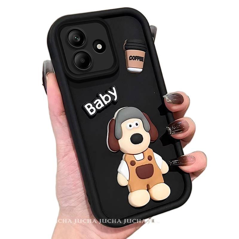 BB Silicone Protective Case for Redmi Note 13 with Drop Protection and Full Coverage plus Shockproof plus Cartoon Style plus 3D Dog Pattern in Coffee Brown - Image 5