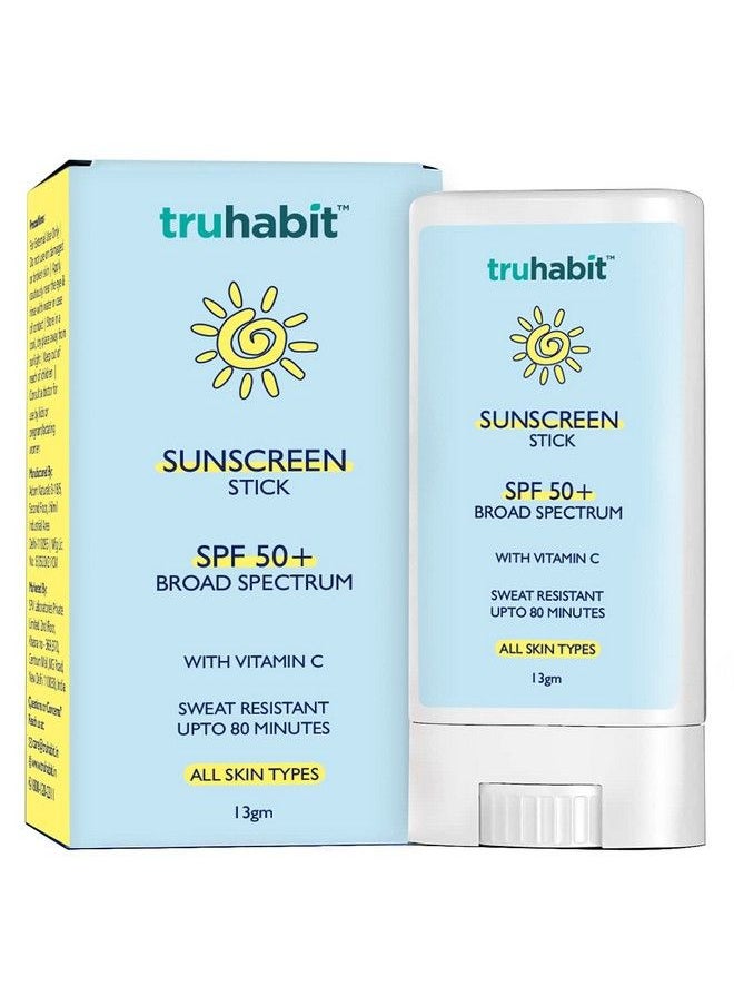 TruHabit - Sunscreen Stick Spf 50 For Face; Sunscreen For Women & Men; Dermatologically Tested Sun Screen Protector Spf 50; Vitamin C Sunstick Sunscreen For Oily Skin & Sunscreen For Dry Skin (13Gm) - Image 1
