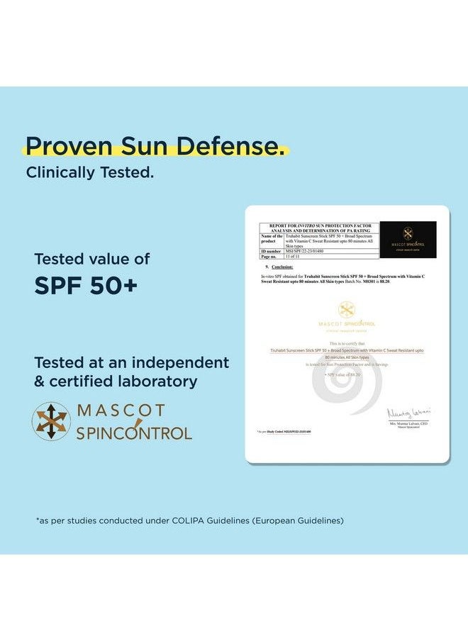 TruHabit - Sunscreen Stick Spf 50 For Face; Sunscreen For Women & Men; Dermatologically Tested Sun Screen Protector Spf 50; Vitamin C Sunstick Sunscreen For Oily Skin & Sunscreen For Dry Skin (13Gm) - Image 1
