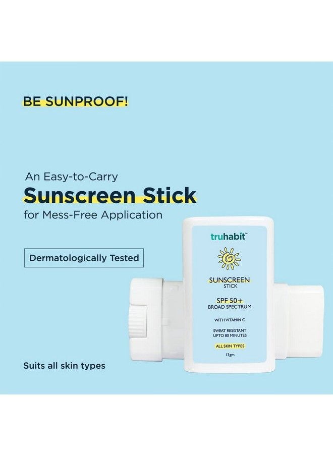 TruHabit - Sunscreen Stick Spf 50 For Face; Sunscreen For Women & Men; Dermatologically Tested Sun Screen Protector Spf 50; Vitamin C Sunstick Sunscreen For Oily Skin & Sunscreen For Dry Skin (13Gm) - Image 1