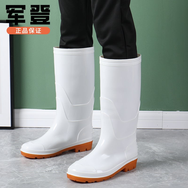 High-Top Round-Toe Rain Boots For Men, Professional Labor Protection Rubber Long Rain Boots, Water Shoes, Non-Slip, Wear-Resistant, Camouflage, Waterproof, With Cotton Lining - Image 3
