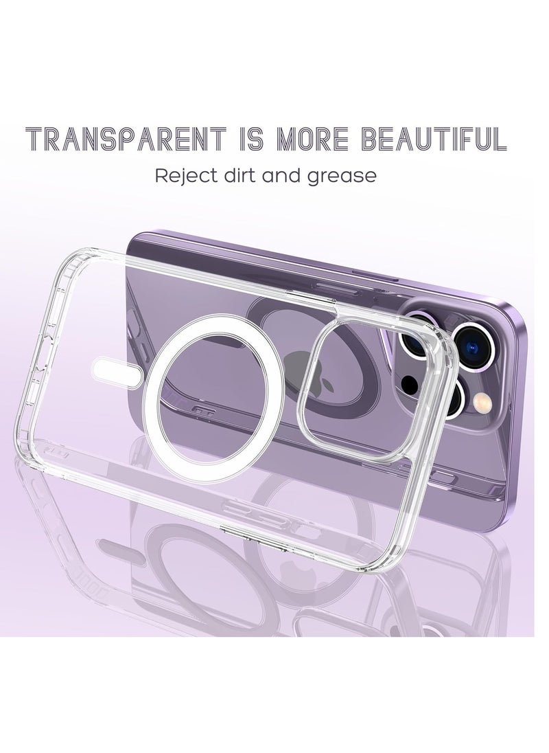 Case Clear Magnetic Case for iPhone 15 Pro Max 6.7 Inch, Compatible with MagSafe, Super Premium Silicone PU Mobile Cover Shockproof Scratch Resistant Anti-Slip  - Image 3