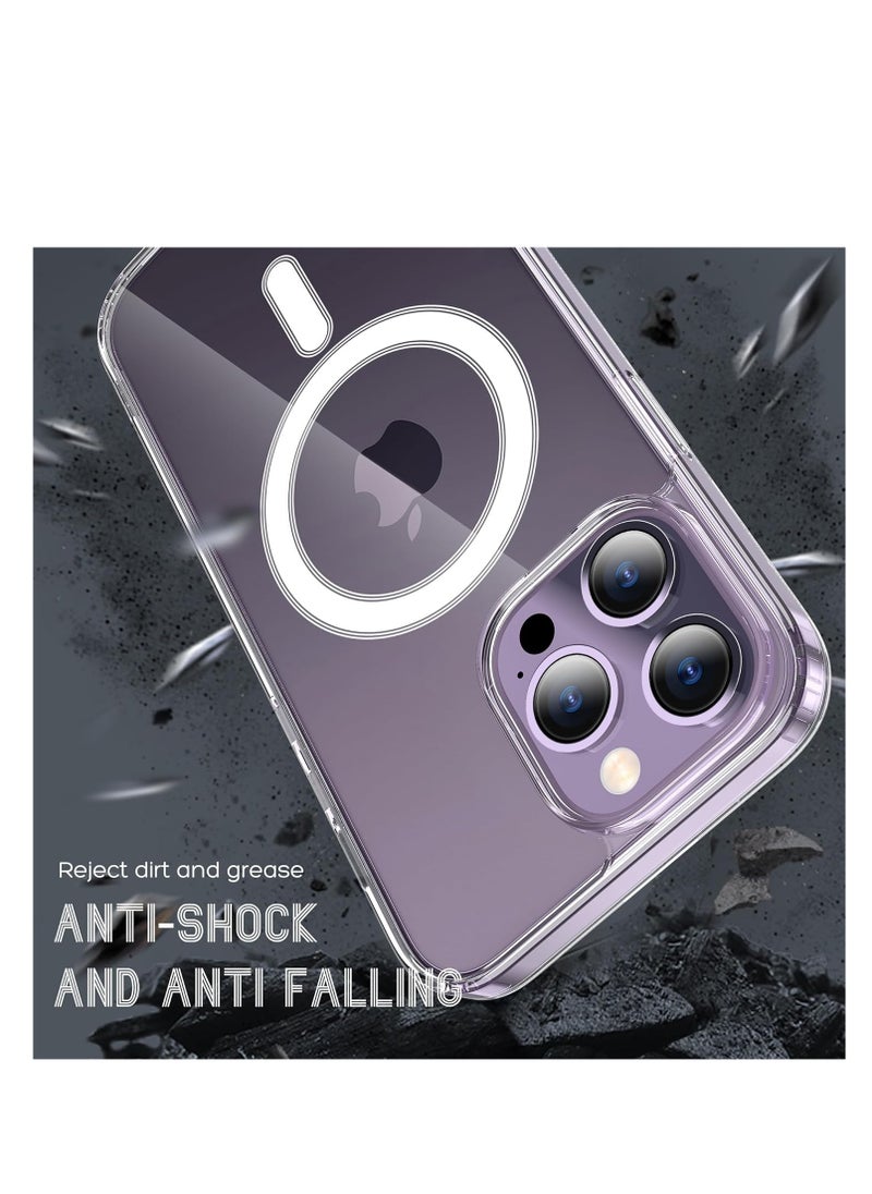 Case Clear Magnetic Case for iPhone 15 Pro Max 6.7 Inch, Compatible with MagSafe, Super Premium Silicone PU Mobile Cover Shockproof Scratch Resistant Anti-Slip  - Image 4