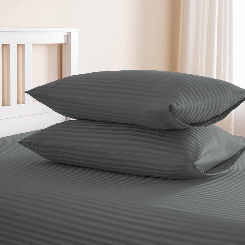 سليب ويل مجموعة من ثلاثة ملايا متناسبة من القطن الدقيق مزينة بخطوط، من Sleep Well - 200x200+17 سم (لون رمادي) - Image 5