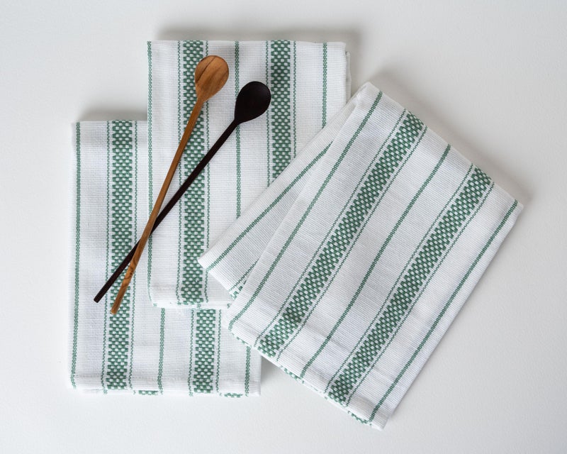 Casa De Lan Kitchen Towels Set – Pack of 6 (20’’ x 30’’) Extra Large Premium Cotton Dish Towels for Kitchen – Absorbent – 100% Cotton – with Hanging Loop – Green Multi Design Striped - Image 4