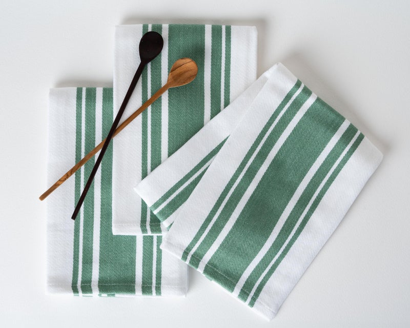Casa De Lan Kitchen Towels Set – Pack of 6 (20’’ x 30’’) Extra Large Premium Cotton Dish Towels for Kitchen – Absorbent – 100% Cotton – with Hanging Loop – Green Multi Design Striped - Image 5
