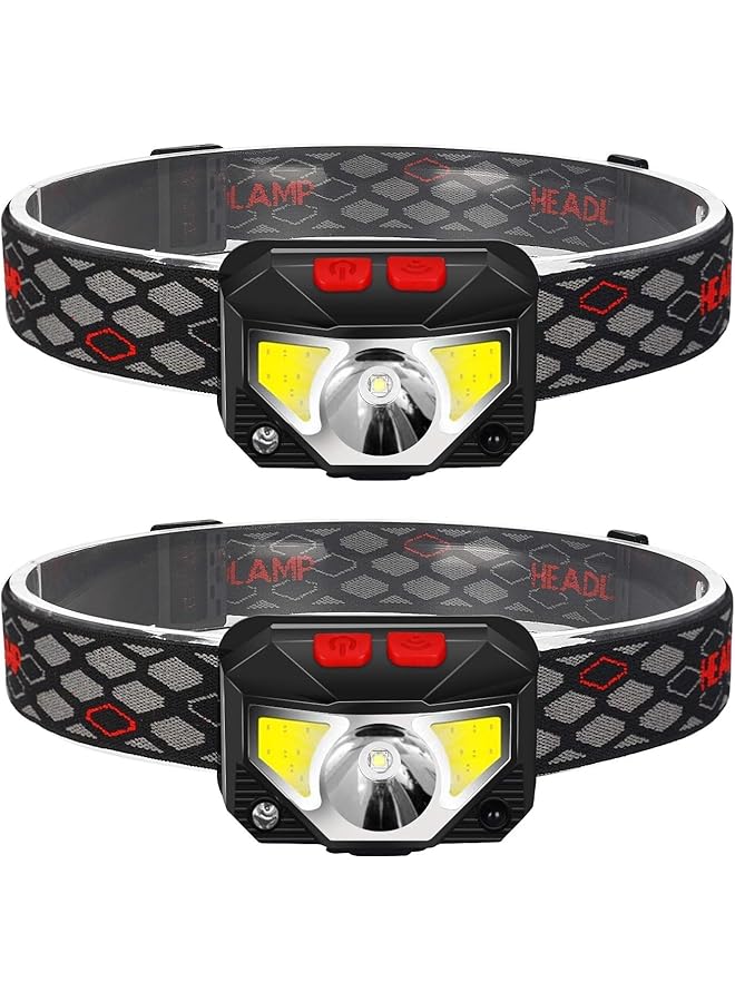 SKY-TOUCH 2 Pack Rechargeable Headlamp Flashlight 800 Lumens Motion Sensor Head Lamp Ipx4 Waterproof Bright White Cree Led & Red Light Perfect For Running Camping Hiking & More - Image 1