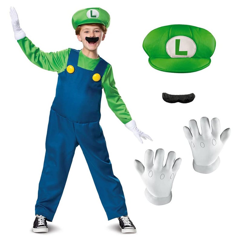 Disguise Nintendo Luigi Deluxe Boys' Costume Green, S (4-6) - Image 1
