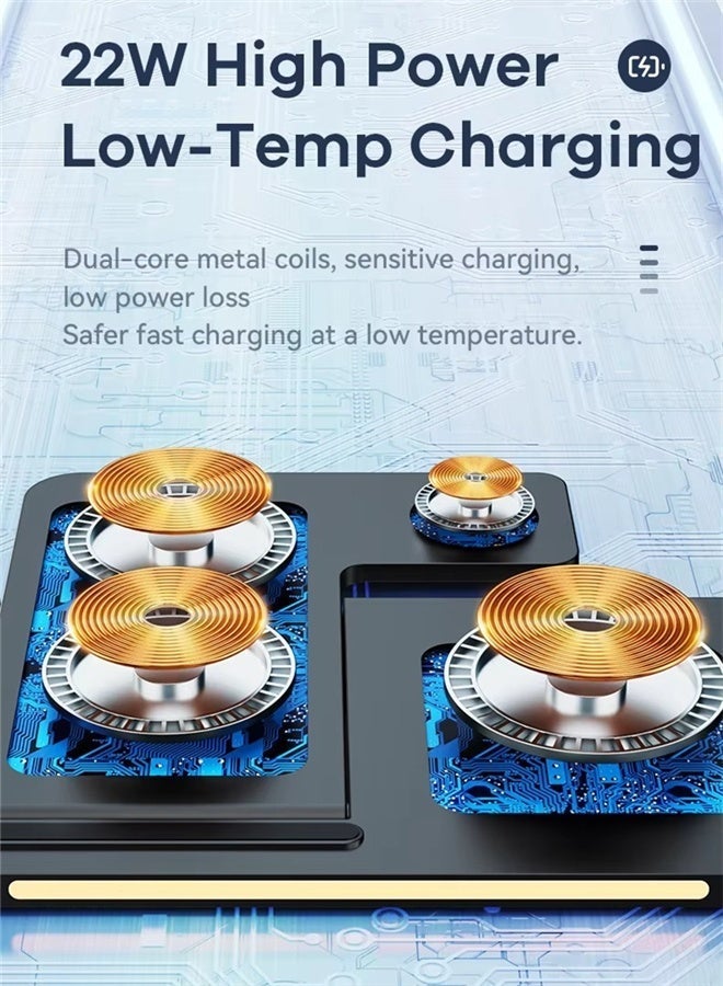 ريماكس محطة شحن لاسلكية 3 في 1 قابلة للطي، بزاوية قابلة للتعديل، لشحن الهواتف المحمولة لاسلكيًا، وشحن ساعات أبل لاسلكيًا، وشحن سماعات الأذن لاسلكيًا، تدعم أجهزة iPhone 17/16/15/14/13/12/Pro/ProMax/Plus/Air/AirPods/iWatch، إلخ، باللون الأسود. - Image 5