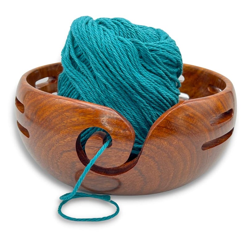 Revolution Fibers Premium Deco Yarn Bowl for Knitting Crocheting Sewing Crafting Beautifully Designed Handcrafted Rosewood Yarn Bowl for your Projects