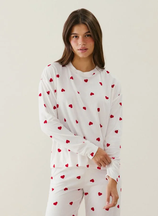 UNDIZ Heart print velour pajama set