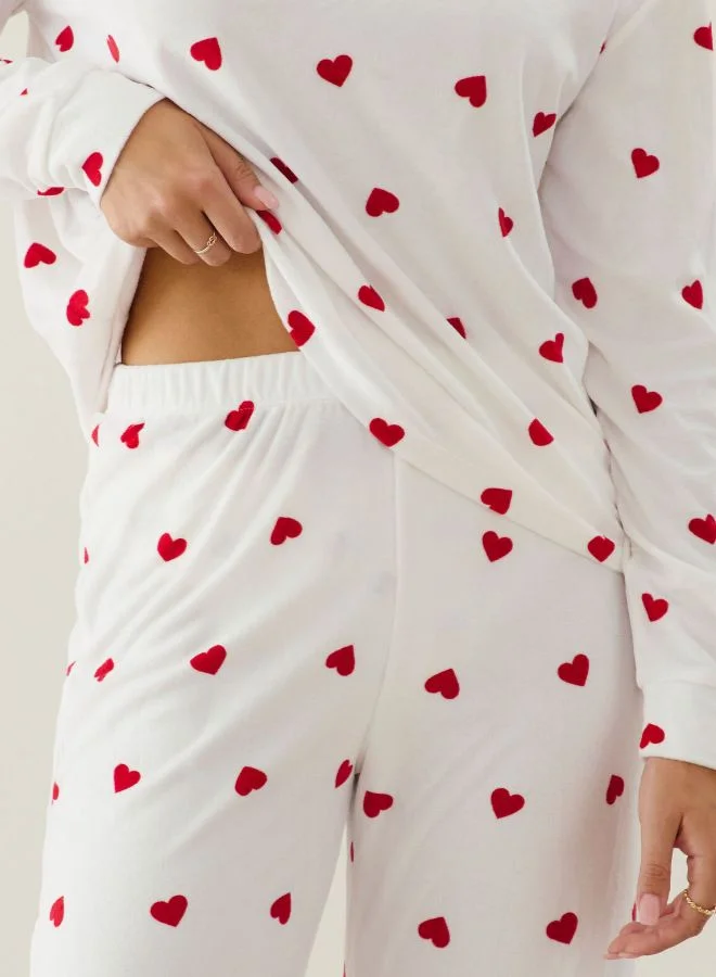 UNDIZ Heart print velour pajama set