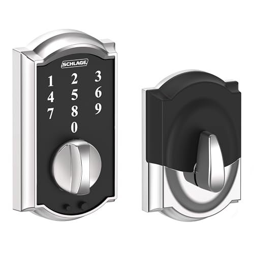 Schlage Touch Camelot Electronic Deadbolt Lock with Touchscreen Keypad Keyless Front Door Entry Bright Chrome BE375 CAM 625 - Image 1