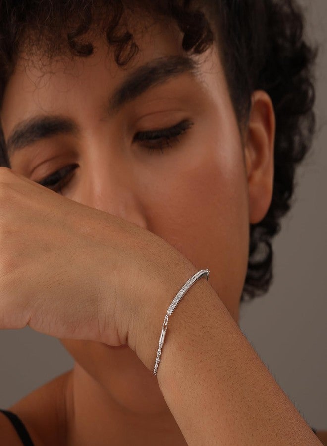LeCalla 925 Sterling Silver BIS Hallmarked Multi CZ Bar Adjustable Bracelet for Women and Girls - Image 3