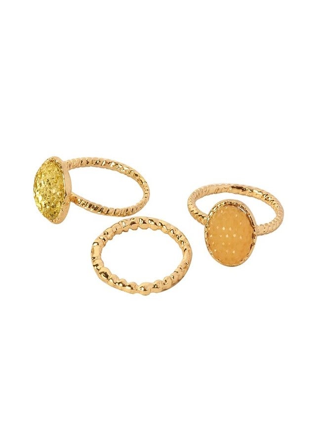 STRIPES® essentials Gold Color Set of 3 Finger Ring Contemporary Classy Rings for Girls & Women - Image 1