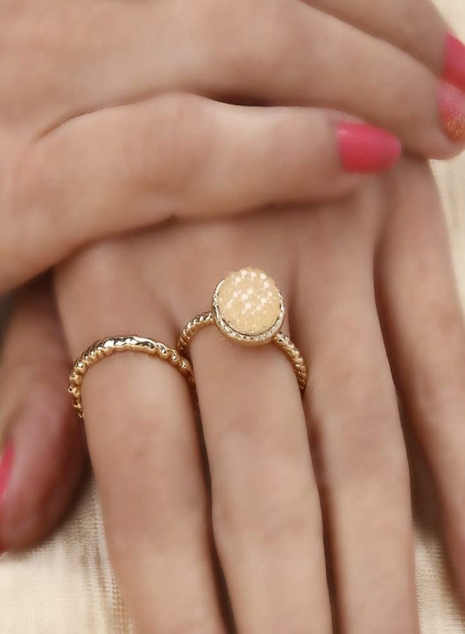 STRIPES® essentials Gold Color Set of 3 Finger Ring Contemporary Classy Rings for Girls & Women - Image 4