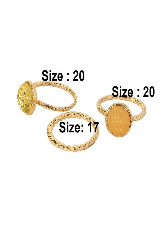 STRIPES® essentials Gold Color Set of 3 Finger Ring Contemporary Classy Rings for Girls & Women - Image 5