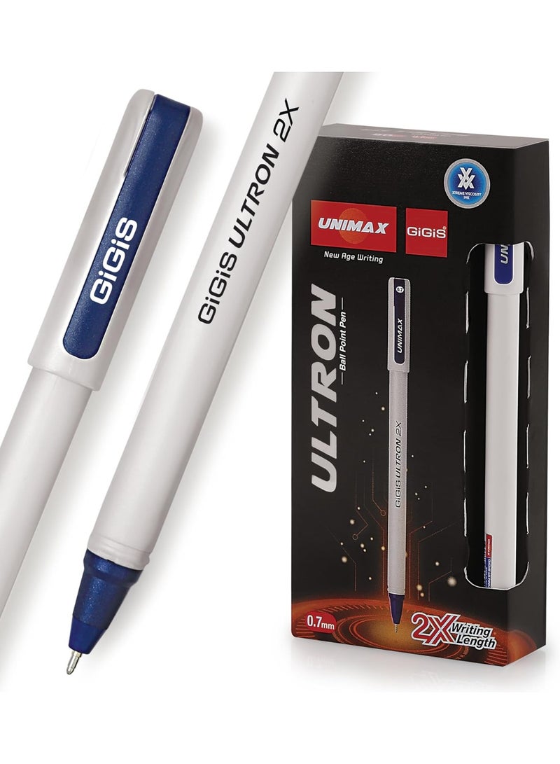 GiGiS Ultron 2X Ball Pen 12-Pieces, 0.7 mm Tip Size Ballpen, Blue - Image 1