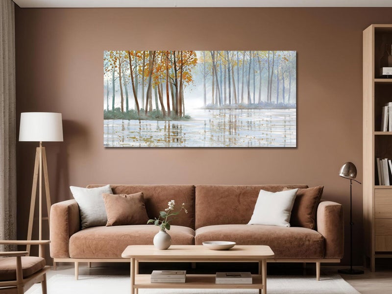 Arjun Birch Trees Wall Art Canvas Forest Landscape Picture Painting, Nature Modern Artwork Large Framed for Living Room Bedroom Home Office Wall Decor 48"x24" - Image 2