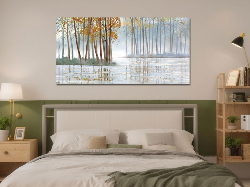 Arjun Birch Trees Wall Art Canvas Forest Landscape Picture Painting, Nature Modern Artwork Large Framed for Living Room Bedroom Home Office Wall Decor 48"x24" - Image 3