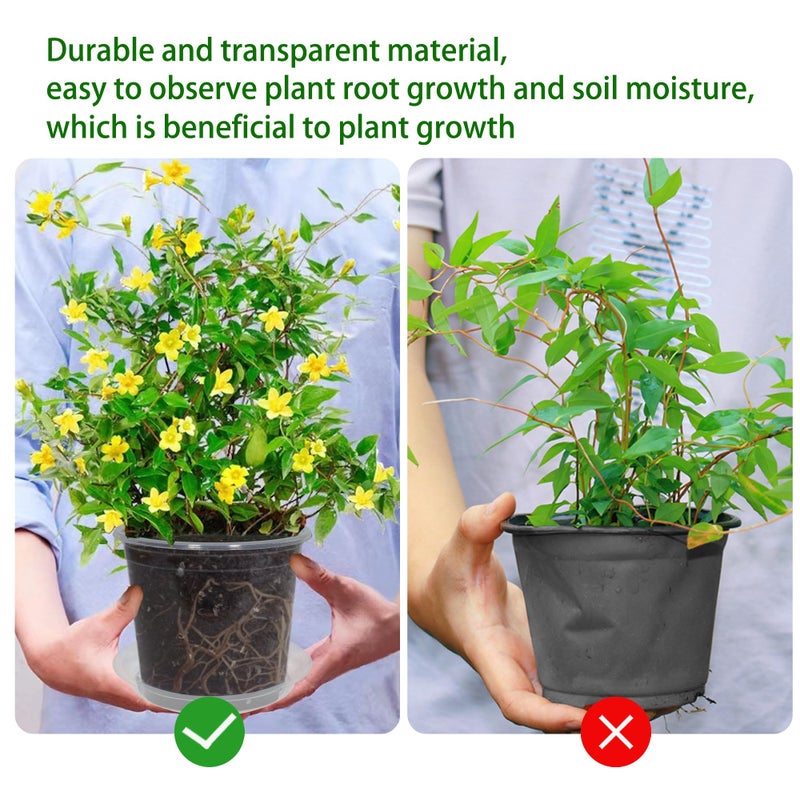 TNTIWQ 20 Pack 3 Inch Clear Nursery Pots with Drainage and 20 Pack Plant Saucers, Plant Pots for Plants Transparent Potting Containers for Plants Seeding Starter Pot (Clear, 3 Inch) - Image 5