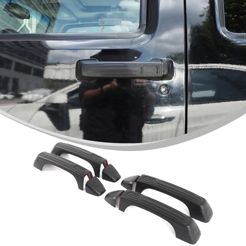 Lcojicep Car Exterior Door Handle Protector Trim Frame Cover Compatible with Hummer H3 20052009ABS Mecha style Door Handle CoverCar outer Door Handle Cover Frame Decoration Accessories Matt black - Image 1