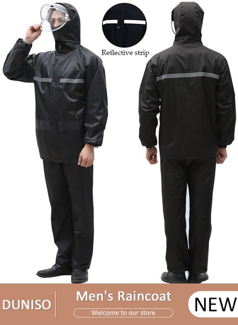 Rain Suit Jacket and Trouser Suit Raincoat Hooded Rain Poncho Lightweight Emergency Jacket for Men and Women Outdoor All-Sport Waterproof Breathable Anti-storm
