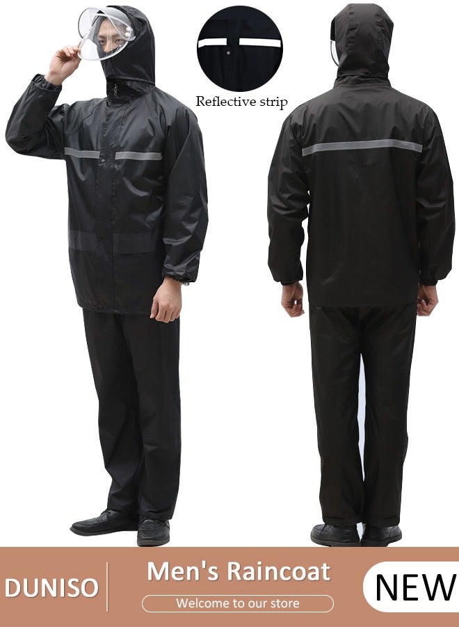 DUNISO Rain Suit Jacket and Trouser Suit Raincoat Hooded Rain Poncho Lightweight Emergency Jacket for Men and Women Outdoor All-Sport Waterproof Breathable Anti-storm - Image 1