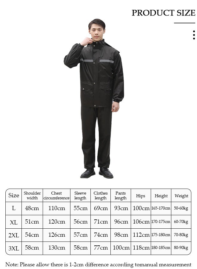 DUNISO Rain Suit Jacket and Trouser Suit Raincoat Hooded Rain Poncho Lightweight Emergency Jacket for Men and Women Outdoor All-Sport Waterproof Breathable Anti-storm - Image 2