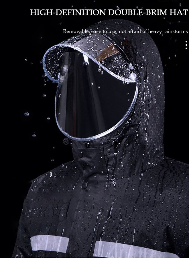 DUNISO Rain Suit Jacket and Trouser Suit Raincoat Hooded Rain Poncho Lightweight Emergency Jacket for Men and Women Outdoor All-Sport Waterproof Breathable Anti-storm - Image 4