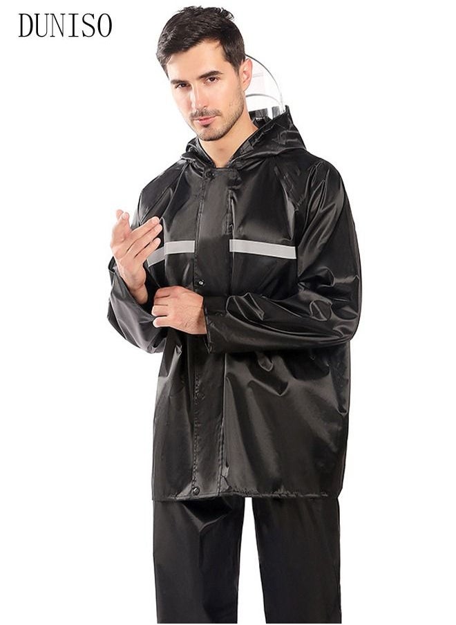 DUNISO Rain Suit Jacket and Trouser Suit Raincoat Hooded Rain Poncho Lightweight Emergency Jacket for Men and Women Outdoor All-Sport Waterproof Breathable Anti-storm  - Image 3