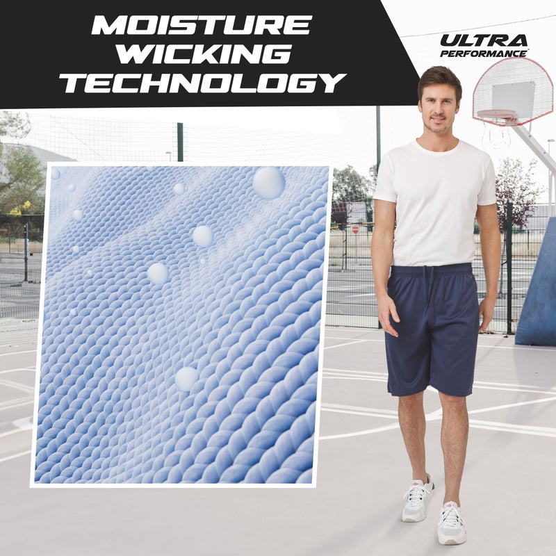 Ultra Performance شورتات رياضية للرجال 5 قطع عالية الأداء، شورتات جيم كرة السلة للرجال مع جيوب بسحاب - Image 4