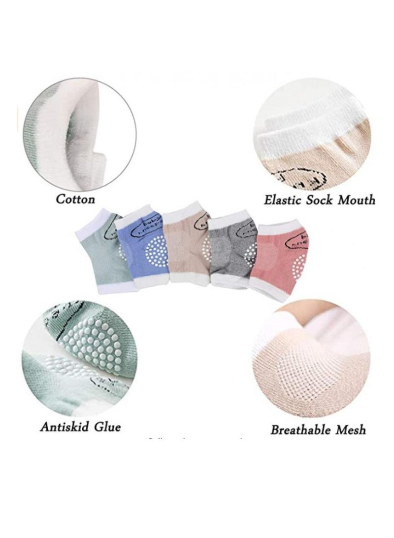 AIWANTO 5 Pairs Baby Knee Protecting Pads Stretchable Elastic Cotton Soft Comfortable Knee Cap Elbow Safety Protector Knee Pads for Baby Breathable Anti-Slip Pad Large Size Multi color  - Image 2