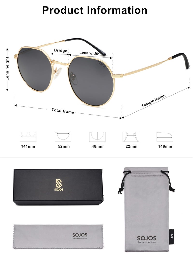 SOJOS Round Polygon Polarized Sunglasses for Women Men Retro Classic Vintage Panto Shades SJ1157 - Image 5
