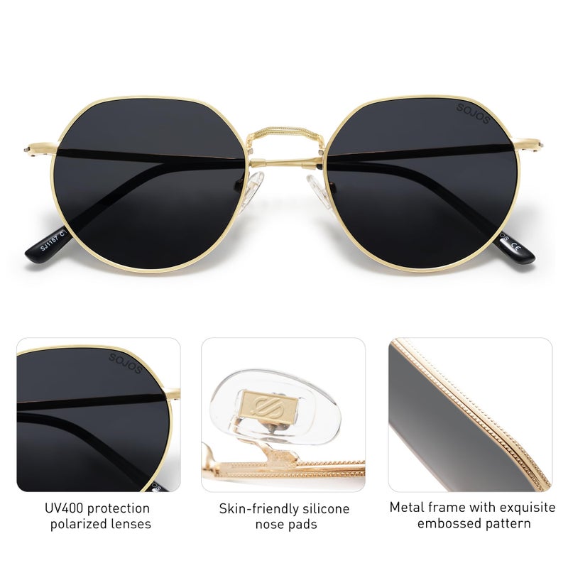 SOJOS Round Polygon Polarized Sunglasses for Women Men Retro Classic Vintage Panto Shades SJ1157 - Image 4