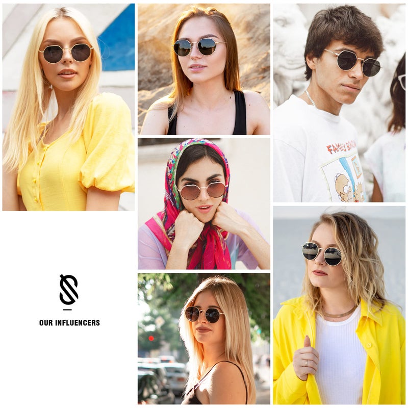 SOJOS Round Polygon Polarized Sunglasses for Women Men Retro Classic Vintage Panto Shades SJ1157 - Image 2