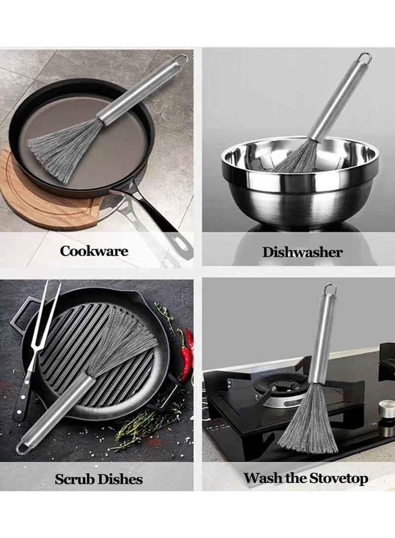 Stainless Steel Pot Brush with Long Handle – Heavy-Duty Wire Brush for Dish & Pan Cleaning, Rust-Resistant Kitchen Scrubber for Tough Grease & Burnt Food - Image 2