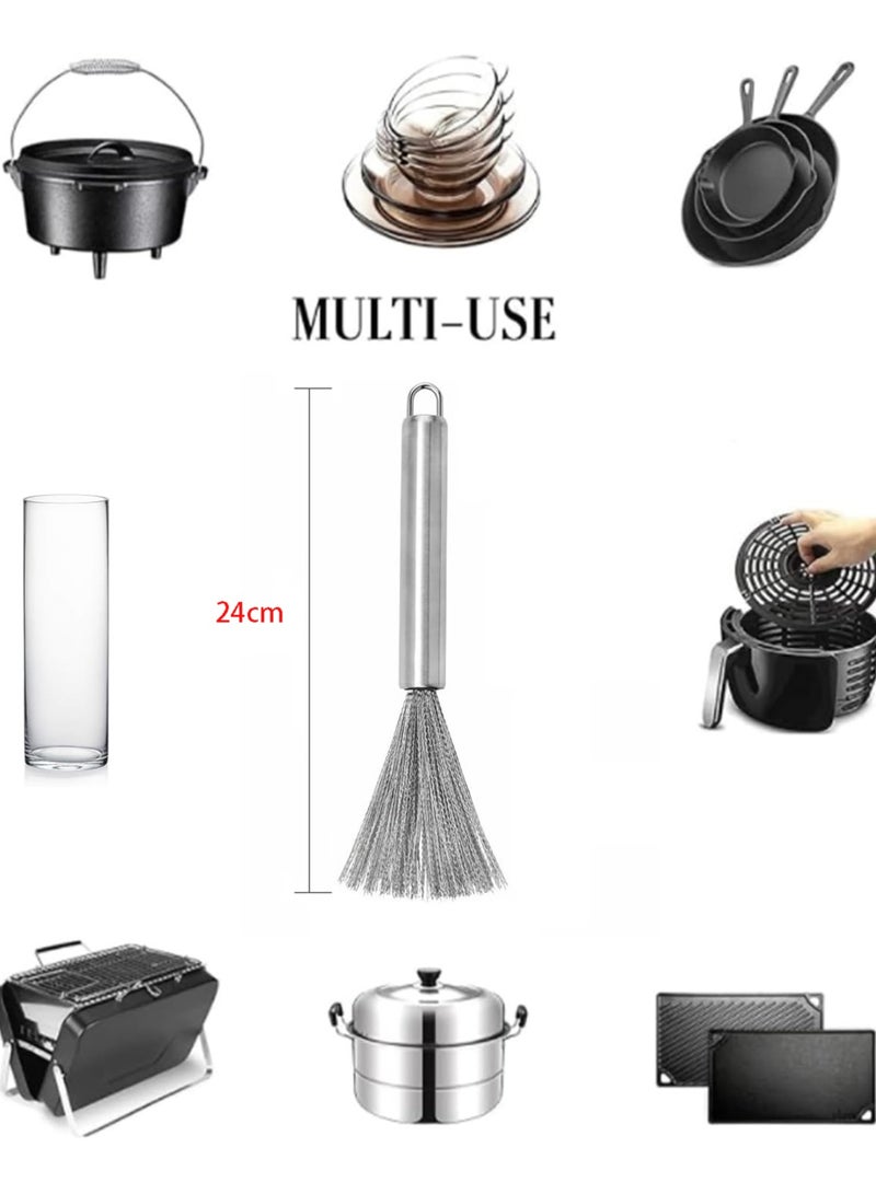Stainless Steel Pot Brush with Long Handle – Heavy-Duty Wire Brush for Dish & Pan Cleaning, Rust-Resistant Kitchen Scrubber for Tough Grease & Burnt Food - Image 5
