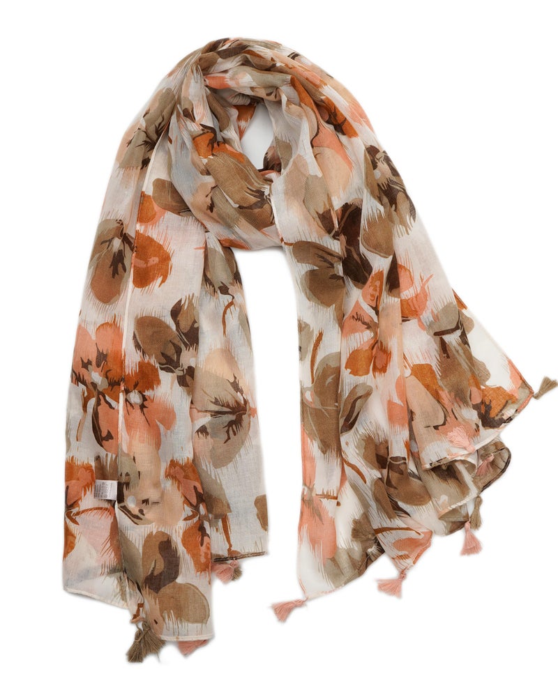 YOUR SMILE Large Boho Scarf for Women Lightweight Floral Printed Scarves Fall Winter Fashion Fringed Shawl wraps (30) - Image 1