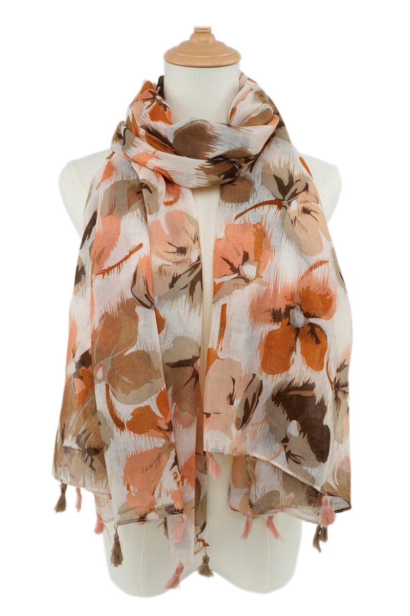 YOUR SMILE Large Boho Scarf for Women Lightweight Floral Printed Scarves Fall Winter Fashion Fringed Shawl wraps (30) - Image 2