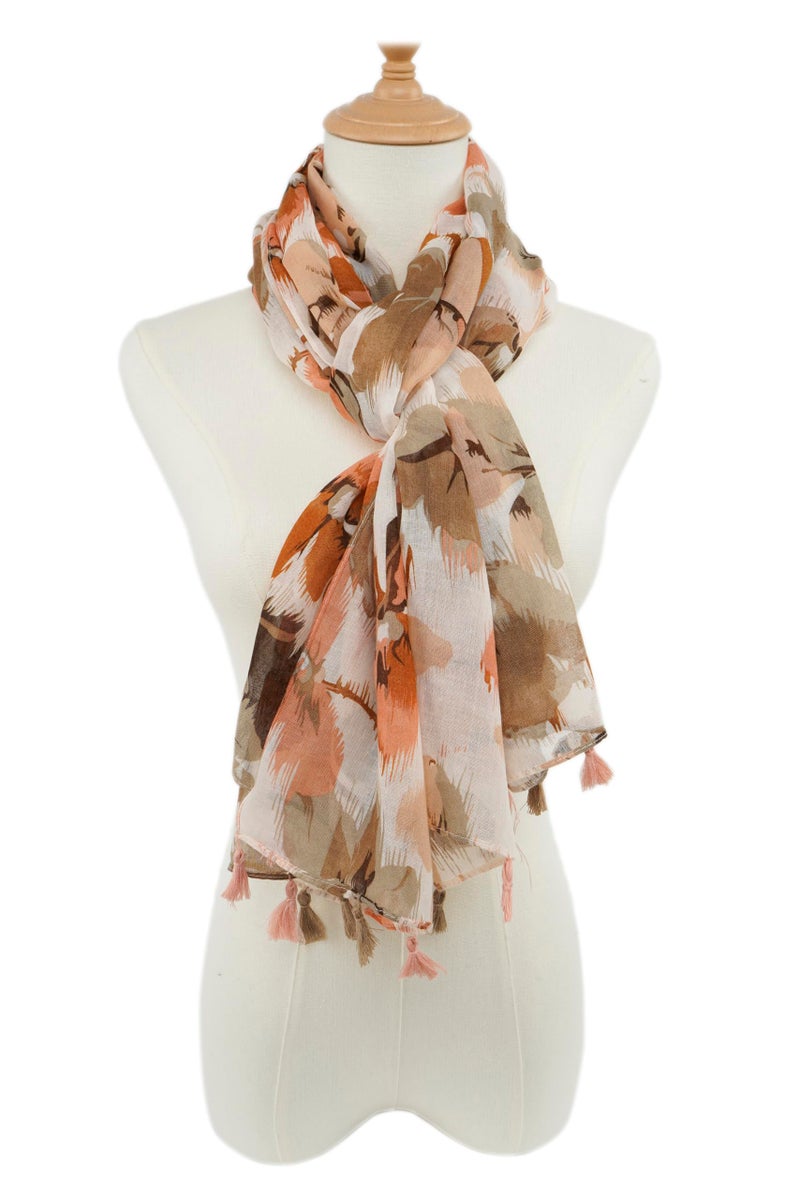 YOUR SMILE Large Boho Scarf for Women Lightweight Floral Printed Scarves Fall Winter Fashion Fringed Shawl wraps (30) - Image 3